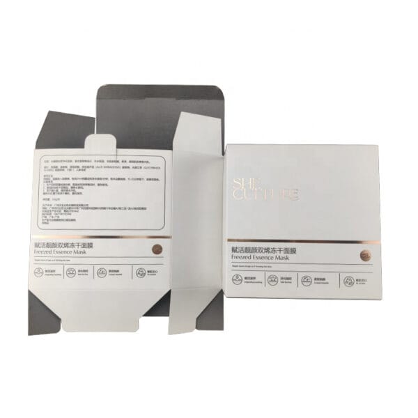 Scatola di cartone pieghevole stampata su misura per l'imballaggio della maschera facciale Scatola di cartone pieghevole stampata su misura per l'imballaggio della maschera facciale