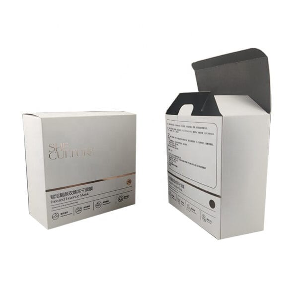 Scatola di cartone pieghevole stampata su misura per l'imballaggio della maschera facciale Scatola di cartone pieghevole stampata su misura per l'imballaggio della maschera facciale