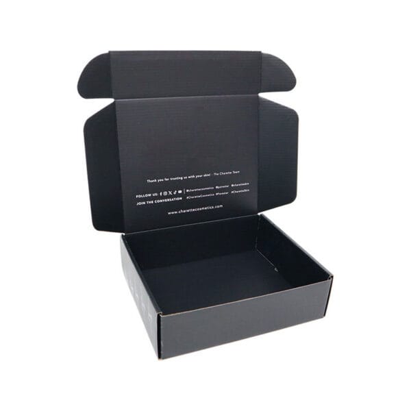 Boîtes postales noires personnalisées en carton ondulé avec impression du logo Boîtes postales noires personnalisées en carton ondulé avec impression du logo