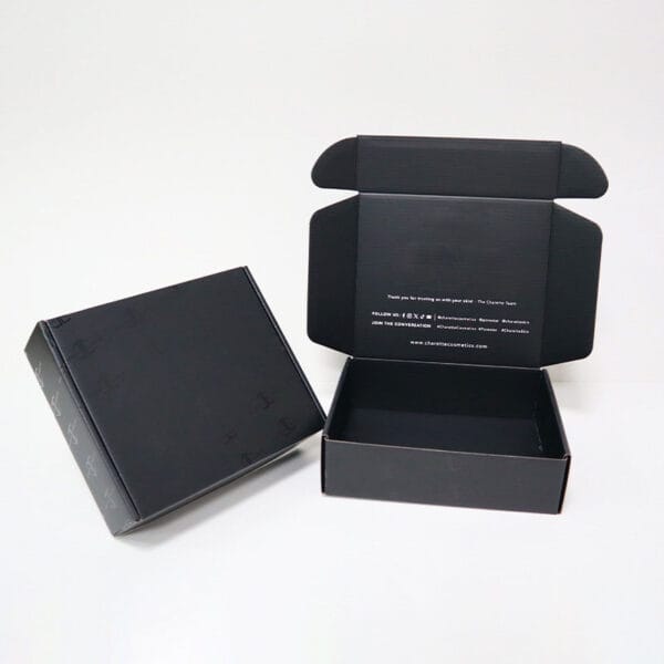 Boîtes postales noires personnalisées en carton ondulé avec impression du logo Boîtes postales noires personnalisées en carton ondulé avec impression du logo