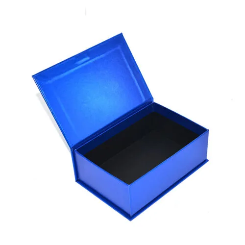 Custom Blue Book Style Hinged Lid Rigid Gift Box Packaging