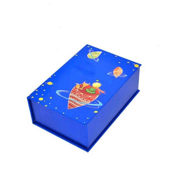 تغليف علب الهدايا الصلبة ذات الغطاء المفصلي بغطاء مفصلي على شكل كتاب أزرق مخصص تغليف علب الهدايا الصلبة ذات الغطاء المفصلي بغطاء مفصلي على شكل كتاب أزرق مخصص