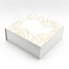 Caja de regalo de papel rígido con bisagra y tapa con impresión floral personalizada
