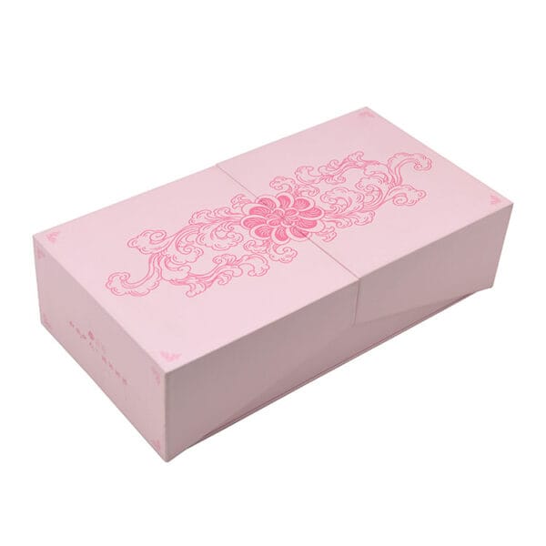 Caja de regalo rígida rosa personalizada con espuma y solapas laterales Caja de regalo rígida rosa personalizada con espuma y solapas laterales