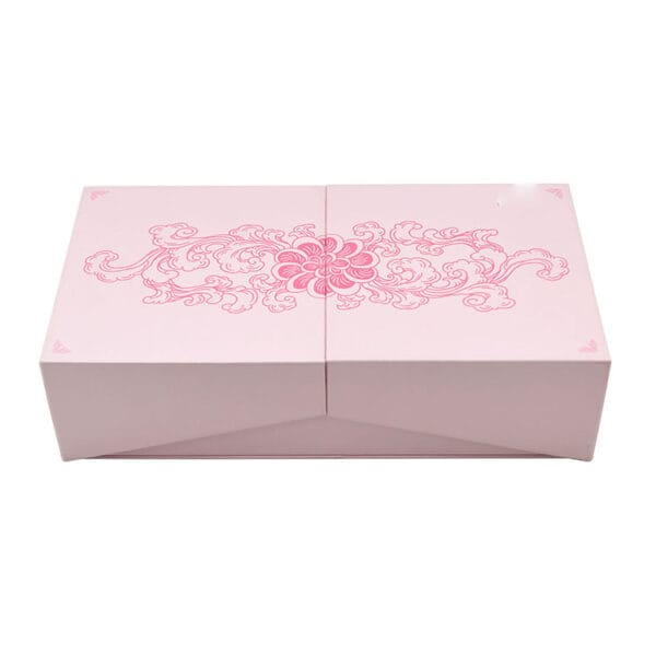 Caja de regalo rígida rosa personalizada con espuma y solapas laterales Caja de regalo rígida rosa personalizada con espuma y solapas laterales
