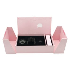 Custom Pink Rigid Gift Box with Foam Insert and Side Flaps