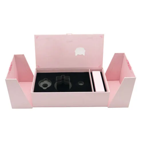 Custom Pink Rigid Gift Box with Foam Insert and Side Flaps Custom Pink Rigid Gift Box with Foam Insert and Side Flaps