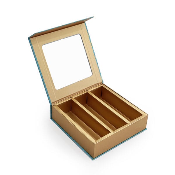Caja de regalo con ventana rígida impresa a medida con inserciones de papel Caja de regalo con ventana rígida impresa a medida con inserciones de papel