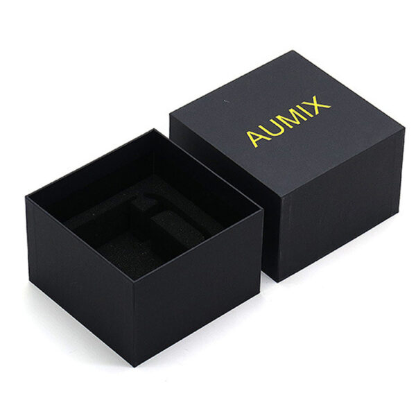 Black lift-off lid faucet packaging box with molded foam insert Black lift-off lid faucet packaging box with molded foam insert