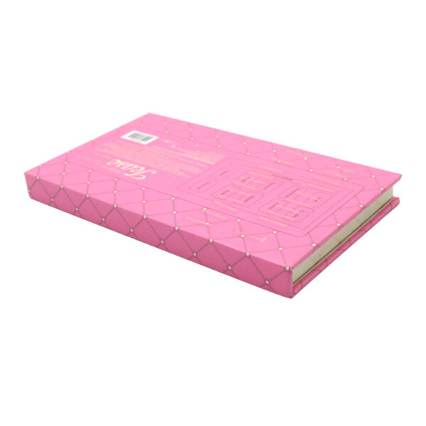Custom makeup palette gift box featuring pink printed paperboard construction and organized insert layout Custom makeup palette gift box featuring pink printed paperboard construction and organized insert layout